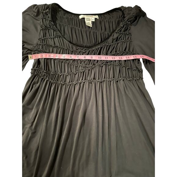 Studio M - Smocked Babydoll Tunic Blouse Black - Extra Large - Picture 8 of 9